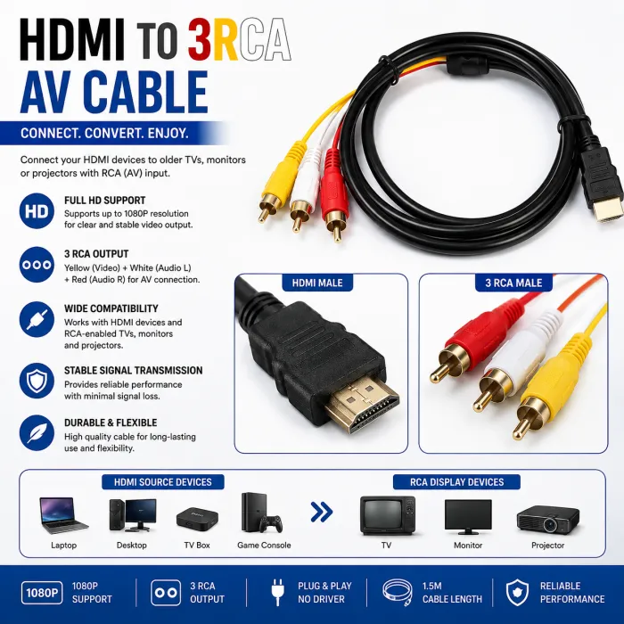 HDMI TO 3RC CABLE 1.5M