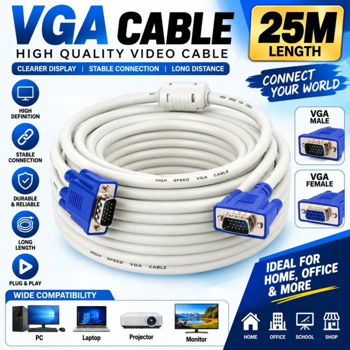 VGA CABLE 25M WHAIT